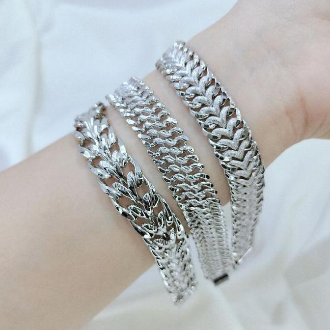 GELANG SISIK LIPAN SILVER PUTIH 1,5CM PADAT PERHIASAN ANTI KARAT-GUDANGPERHIASAN887 Bracelets