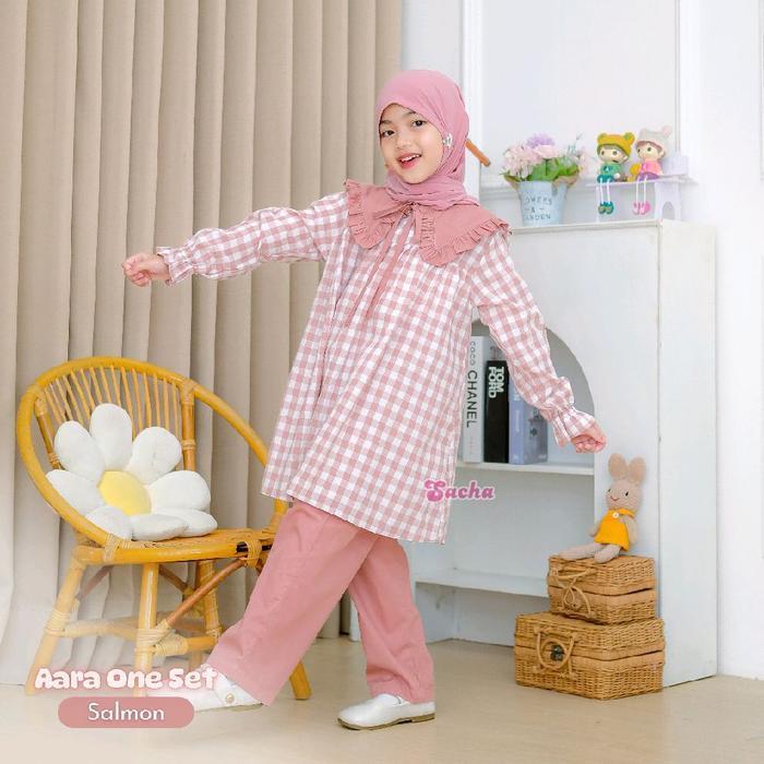 Aara One Set By Sacha - Oneset Anak Baju Anak Model Kotak Baju Anak Motif Kotak Setelan Anak Tunik