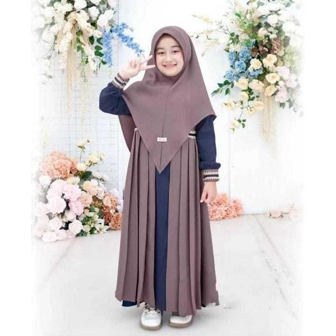 Ryana Syar'i Kids Gamis Anak Perempuan Terbaru Crinkle Import Renda Tanggung Panjang Syari Baju Musl