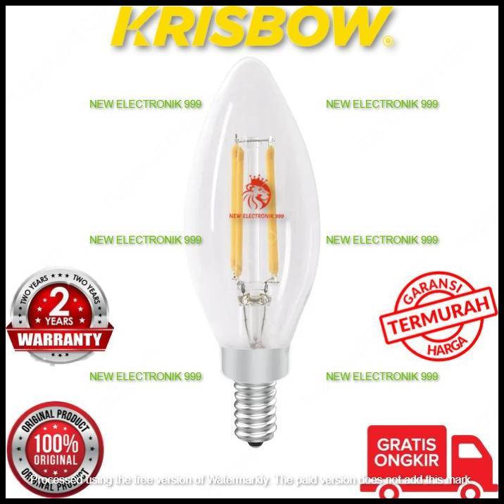 DISKON KRISBOW BOHLAM LED FILAMEN CANDLE 4 WATT 400LM E14 2700K WARM WHITE NON DIMMABLE BULB FILLAME