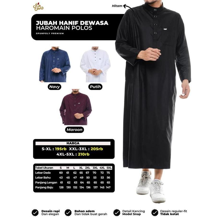 Baju Jubah Gamis Al Haramain Polos Pria Dewasa Premium Lengan Panjang