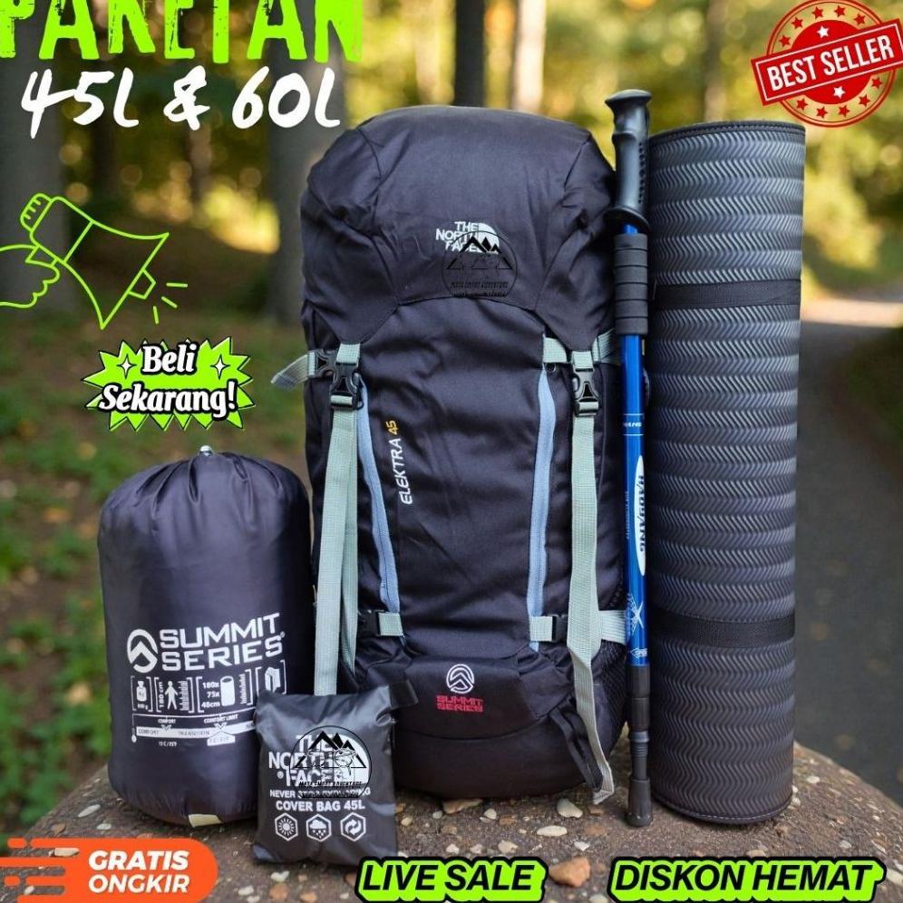 [WOW] [ PAKET LENGKAP CAMPING 4 5 6 7 ITEM ] TAS RANSEL GUNUNG CARRIER 60 LITER  DAN 45L TAS PENDAKI