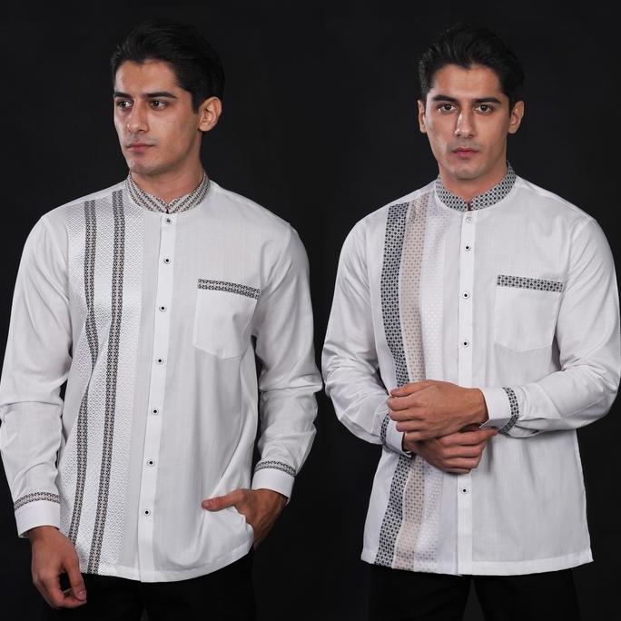 Casella Baju Koko Pria Lengan Panjang | Baju Koko Putih Azhar