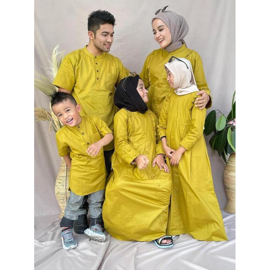 Baju gamis/koko couple keluarga harmoni sarimbit lemon