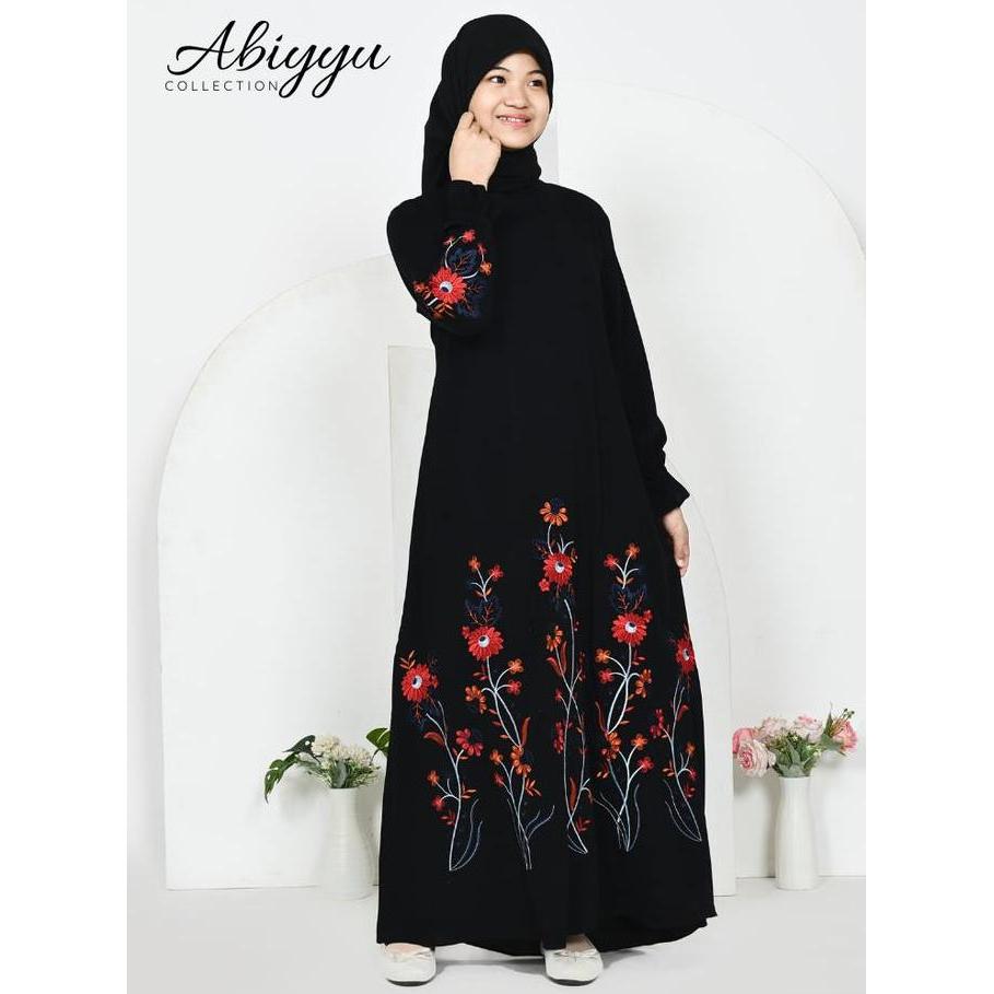 Abiyyuco TA9063A | Abaya Turki Hitam Couple Ibu Dan Anak Perempuan Baju Gamis Turkey Remaja Tanggung