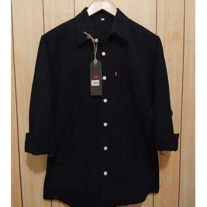 Termurah / Hot Sale Terwuwu Kemeja Panjang Pria Cowok Gatlemen Cowok Biru Navy Dongker Polos Formal 