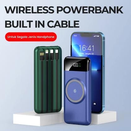 NEW PRODUCT POWRISE WIRELESS WIRELESS POWERBANK 20000MAH POWERBANK WIRELESS DENGAN KABEL POWER BANK 