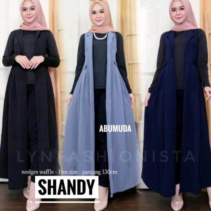 LONG CARDIGAN WANITA FASHION MUSLIMAH TANPA LENGAN/OUTER PANJANG KARDIGAN GAMIS MEWAH/SHANDY
