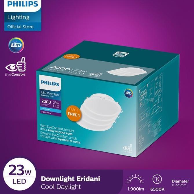 Lampu Philips Downlight Multipack Eridani LED18 D200 23W Watt 65K Putih