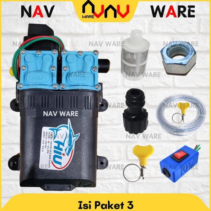 Paket Booster Penguat Air Mesin Cuci Pompa HIU Dual Pump DC 12V 138psi