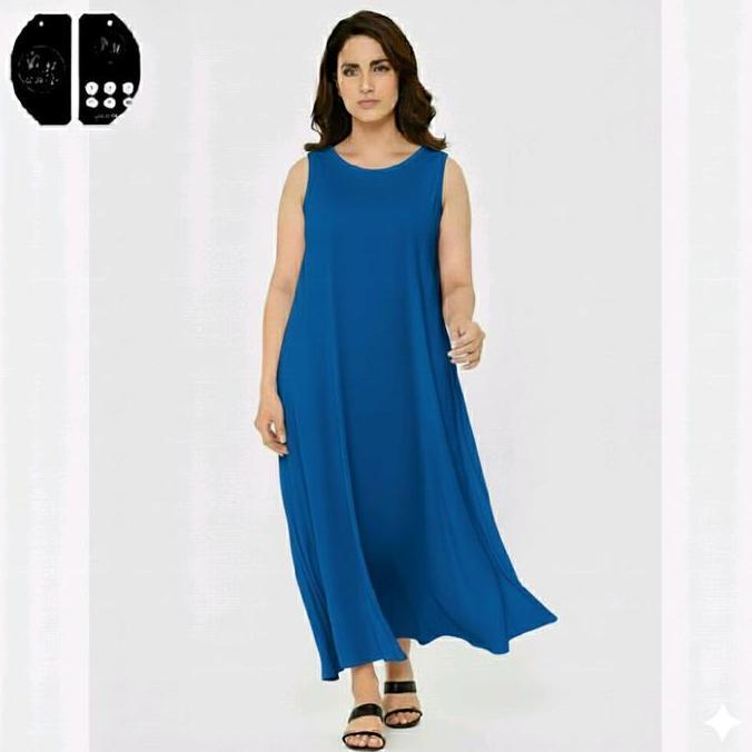 Inner Dress Tanpa Lengan Polos Catton Cringkle Inner Atasan Abu Biru Coklat Hitam Merah Muslim Navy 