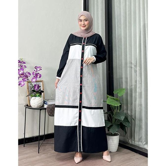 Kahiyang Dress Wanita Sania Gamis Katun Kombinasi Terbaru Gamis kekinian