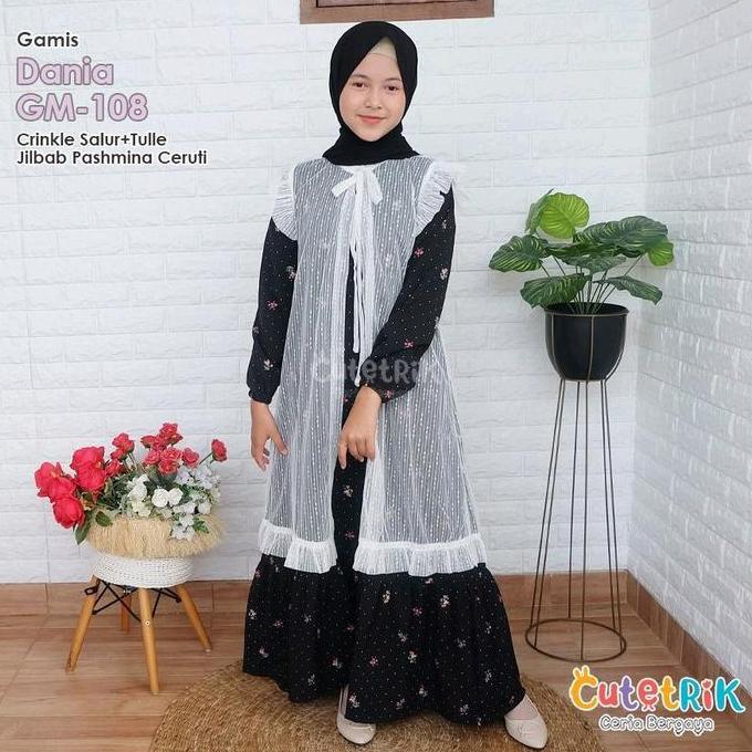 GAMIS HITAM PINK TWO TONE HASEENA DANIA BY CUTETRIK TERBARU SET SETELAN BAJU GAMIS ANAK PEREMPUAN RE