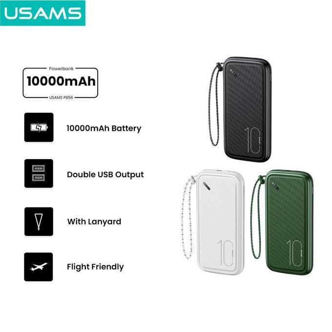 Lansungkirim- Usams Pb56 Powerbank 10000Mah With Lanyard Dual Usb