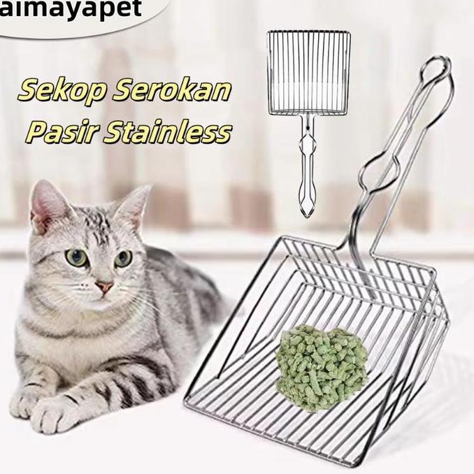 [aimayapet].Sekop Serokan Pasir Stainless Serokan Pasir Kucing Cleaner Corner Scoops Sekop Serokan P