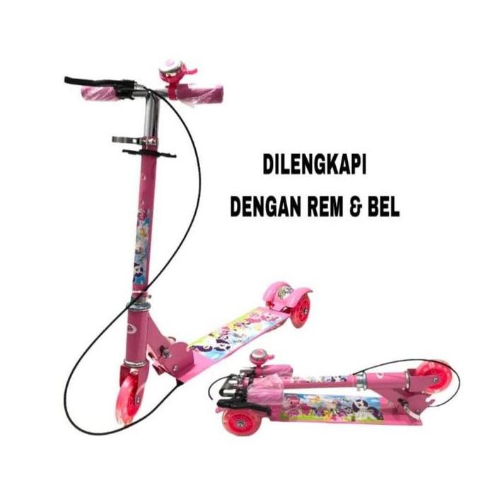 Lansungkirim- Skuter Otoped Karakter Anak 3 Ban Roda Menyala
