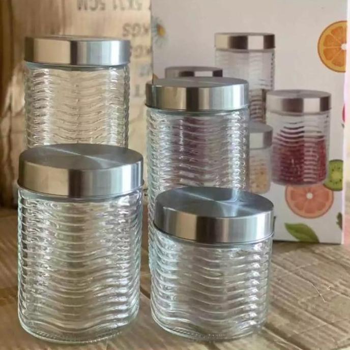 Toples kaca set 4 pcs / toples kue kaca lebaran / toples kaca set isi 4 pcs / Toples Kaca Set 4 Pcs 