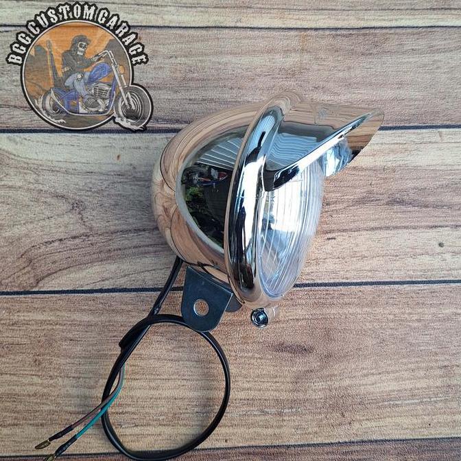 Headlamp Topi Bulat . Lampu Pet Bulat . Lampu motor classic . Foglamp Klasik [terbaik]