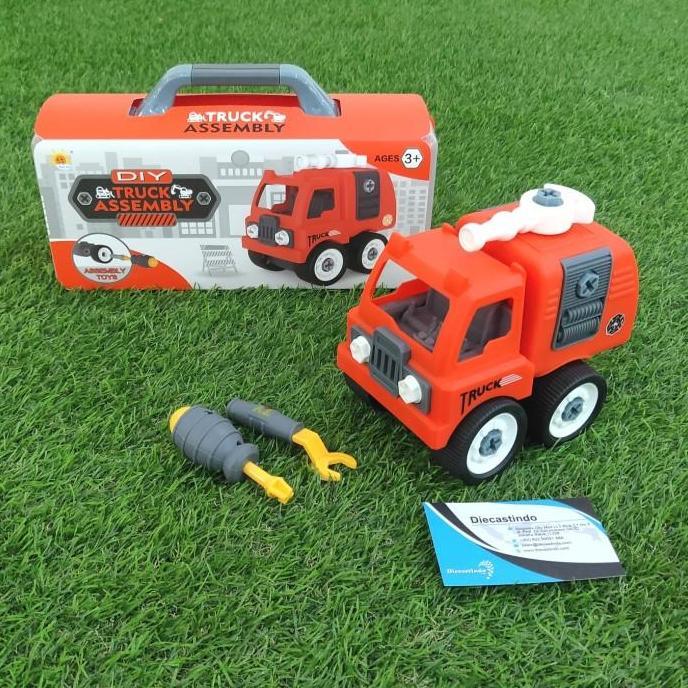 Lansungkirim- Diy Truck - Engineering Toys - Assembly Box - Fire Truck Mobil Beko