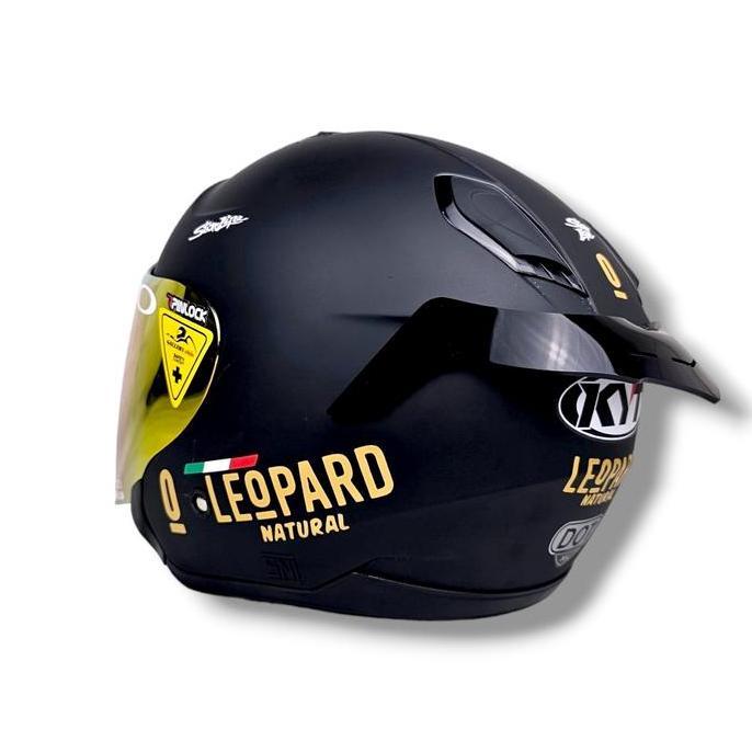 Promo Kyt Kyoto R Original Paket Ganteng Leopard Hitam doff / Helm Half Face Single Visor Diskon