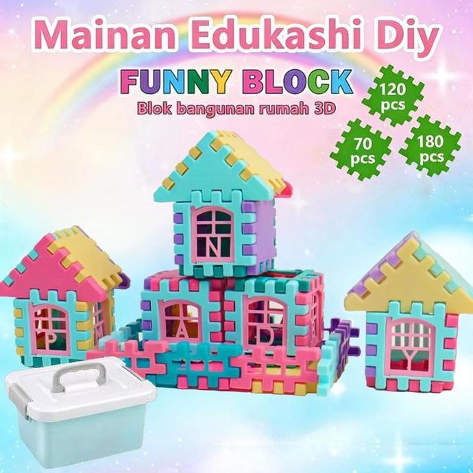 Mastokokelontong_ - Mainan Balok Anak Block Rumah DIY Balok Mainan Edukasi Anak Balok Susun Puzzle I