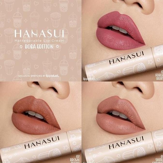 Lansungkirim- Hanasui Mattedorable Lip Cream Indonesia / Boba Gentle Cleanser Toner Serum Day Night 