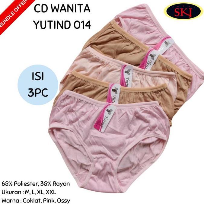 ISI 3 / CD Wanita YUTIND 014 Warna Muda Polos size M-XXL Karet Melar