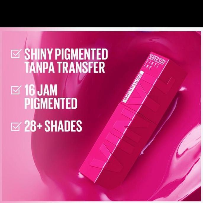 Lansungkirim- Maybelline Superstay Vinyl Ink Lipstik Glossy Tahan Lama 16 Jam Tanpa Transfer Dengan 