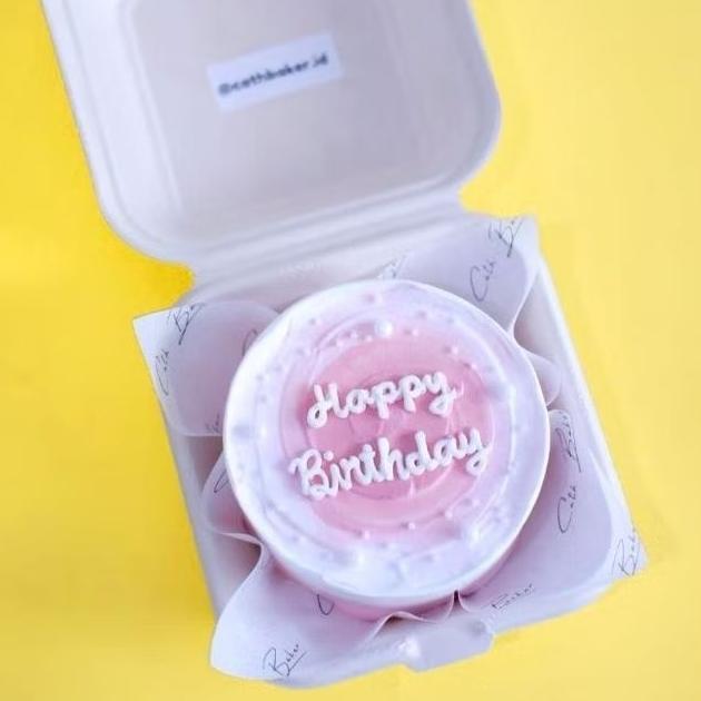 Bento Cake Pink Blush Korean Cake Fresh Cream Cake Kue Ulang Tahun