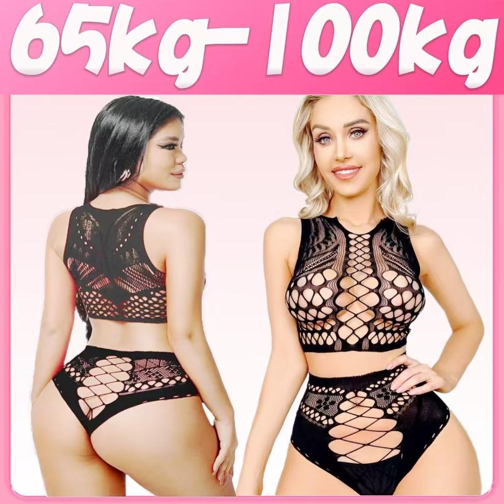 l jumbo Wanita Seksi Rok Pinggul perspektif Gaun One-piece bergaris bodysuit jumbo fit to 65-100kg