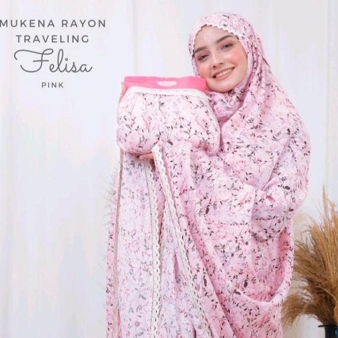 Felisa Mukena Bunga Kecil Rayon Dewasa Cantik Renda Kecil Super Lembut & Adem Mukena Traveling Kekin