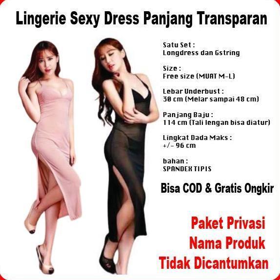 Lingerie y Premium Gaun Malam Transparan Wanita Bahan Melar Dress Panjang Tidur