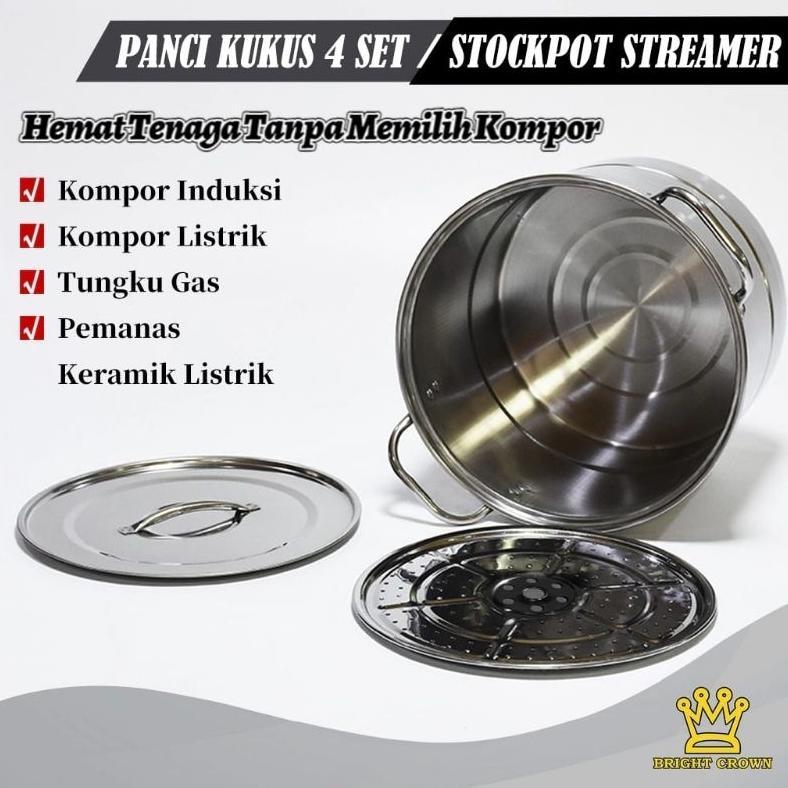 DISKON (5KG) STOCK POT PANCI TINGGI SET 4IN 1 STEAMER / STOCK POT HC PANCI SET DANDANG SARINGAN STEM