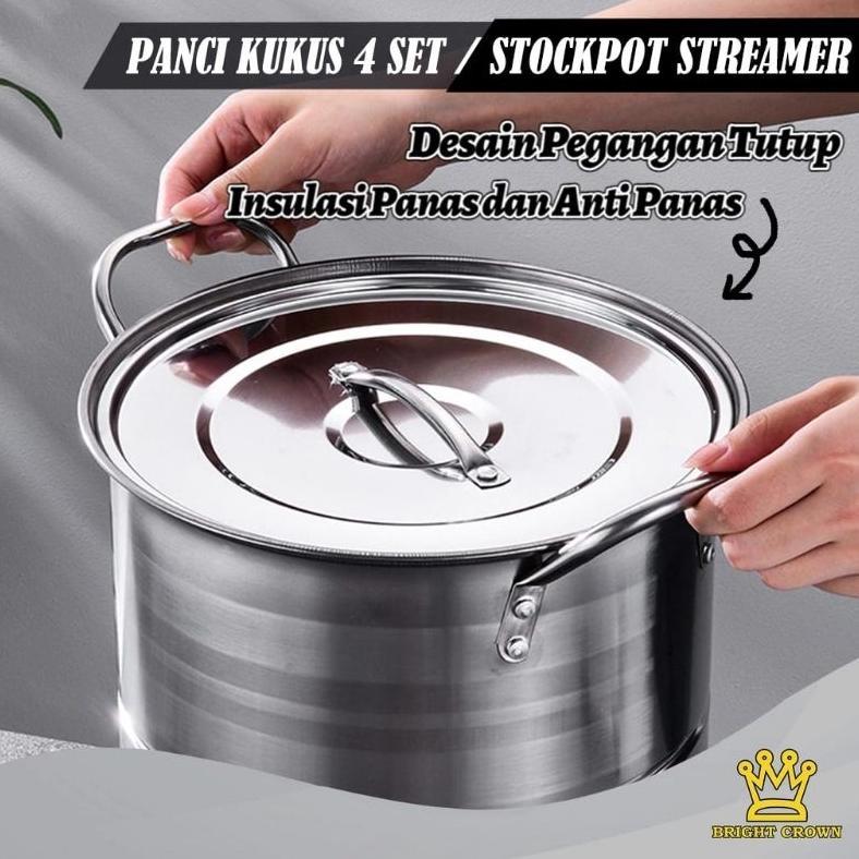 DISKON (5KG) STOCK POT PANCI TINGGI SET 4IN 1 STEAMER / STOCK POT HC PANCI SET DANDANG SARINGAN STEM