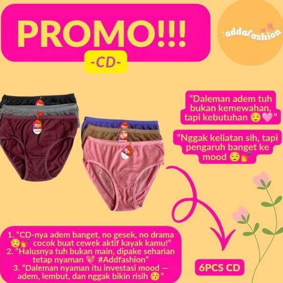 Paket CD Winalin Gelap 6Pcs Celana Dalam Wanita Bahan Katun Size M L XL - XXXXL/5L