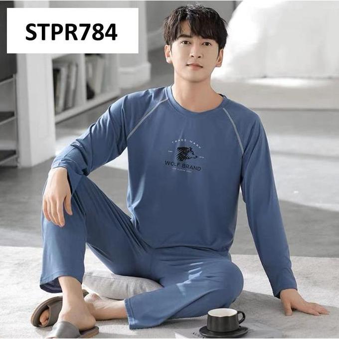 Piyama Pria Baju Tidur Pria Lengan Panjang Celana Panjang Polos