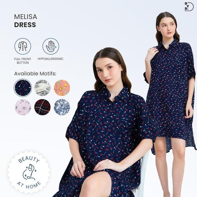 DYD LABEL Melisa Dress Wanita Kerah Kancing Depan Bahan Rayon Premium Bumil Busui Friendly All Size