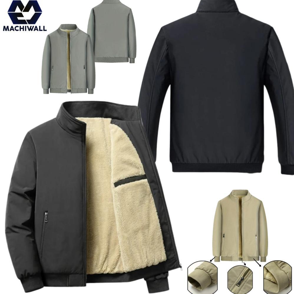 diskon machiwall jaket bomber pria musim dingin lapis bulu premium