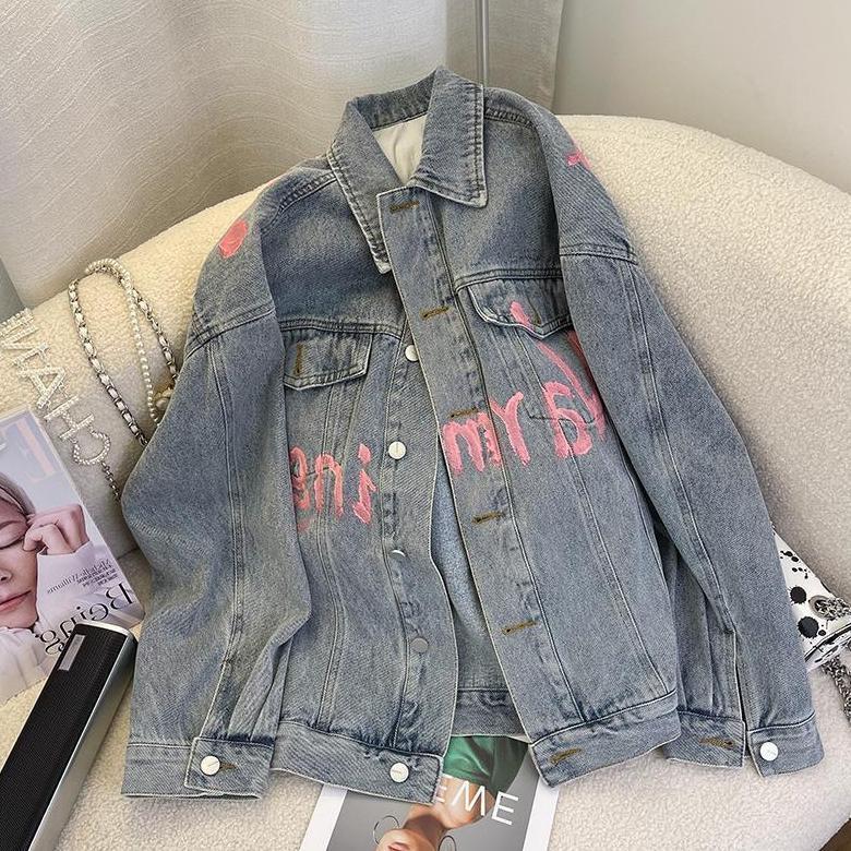 VALUE PACK 25OCLOCK - Lettering Print Graffiti Denim Jacket