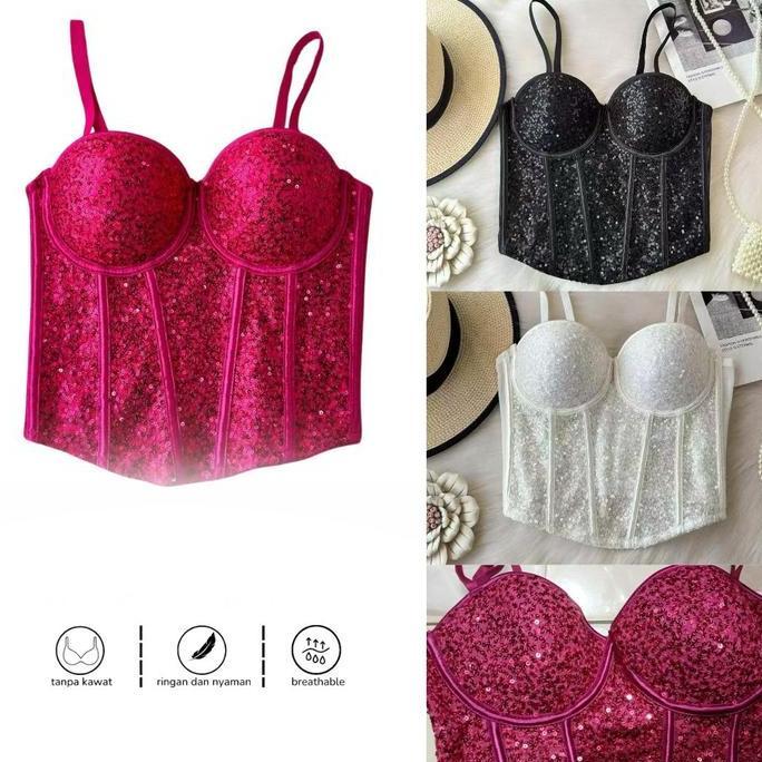 Bustier Top y Blink Lingerie Bustier Set y Corset Bra Wanita
