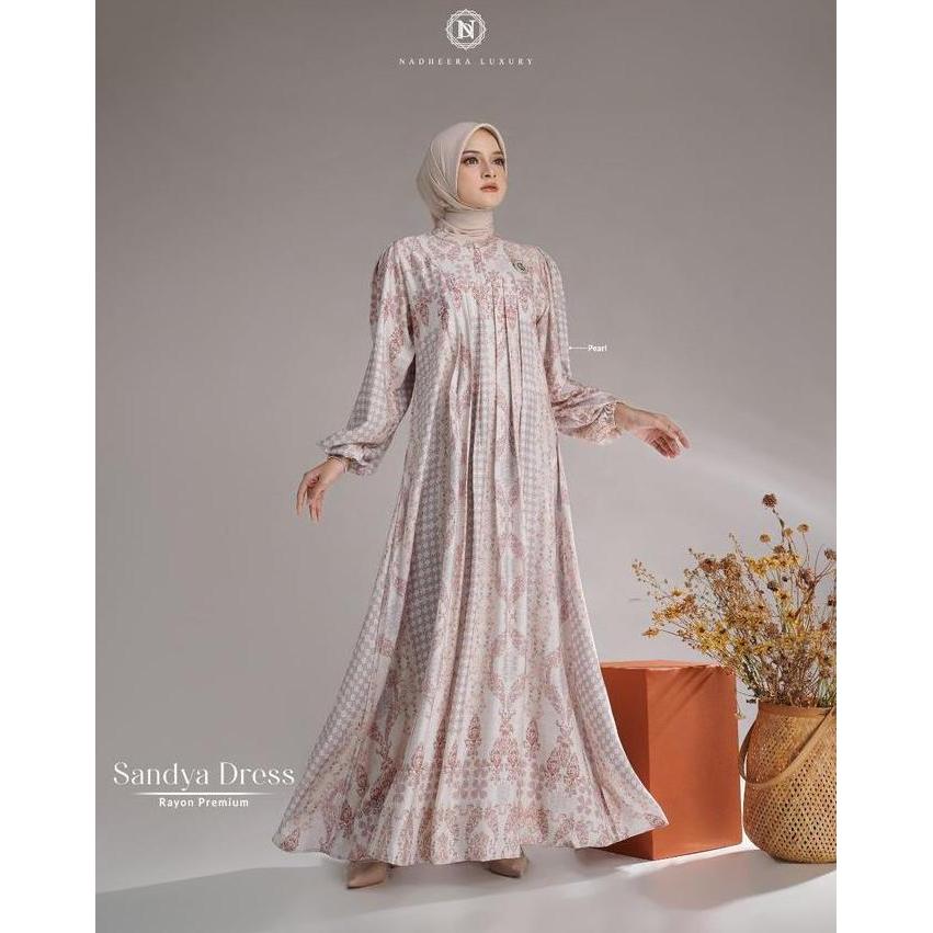 SANDYA SERIES BY NADEERA LUXURY GAMIS DAN ATASAN BLOUSE SIMPEL COMFY ELEGAN BAHAN RAYON PREMIUM