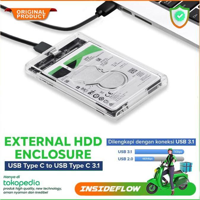 DS233 >> Casing External HDD 2.5 In Hardisk Case USB Type C to USB Type C 3.1