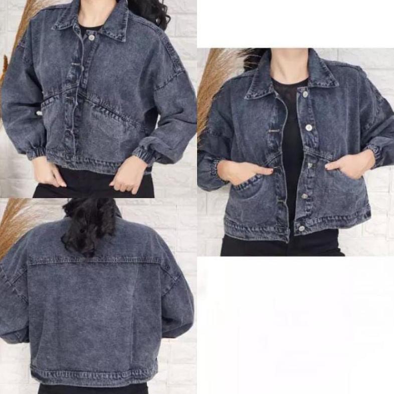 EXCLUSIVE OVERSIZE JACKET JEANS WANITA VINTAGE BLUE ACID JAKET DENIM OVERSIZE JAKET JINS JUMBO VINTA
