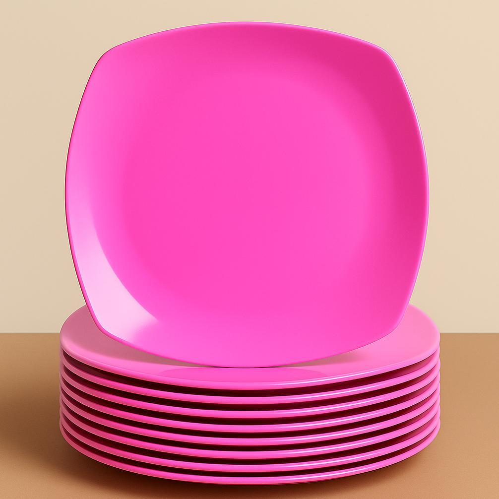 12 PCS Piring Melamin Jumbo 25Cm Segi Semi Melamin Semi Melamine Ceper Saji Prasmanan