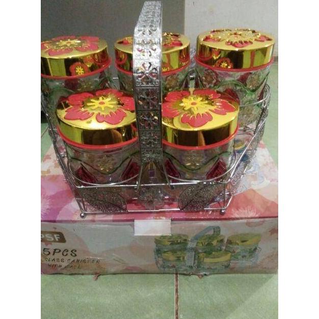 3kg toples kaca serbaguna + keranjang ( toples lebaran) 5 pcs