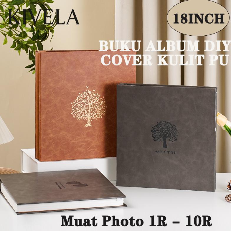 Buku Album Magnetic Cover Kulit-Buku Album DIY 18 Inch Elegan Muat Foto 1R-10R/Tempat Photo / PHOTOB