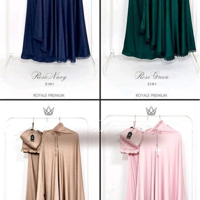 Royale Premium Mukena Silk Emboss dan Ethnic Luxury Stripes Cantik Nyaman Pouch Sajadah Dewasa Atasa