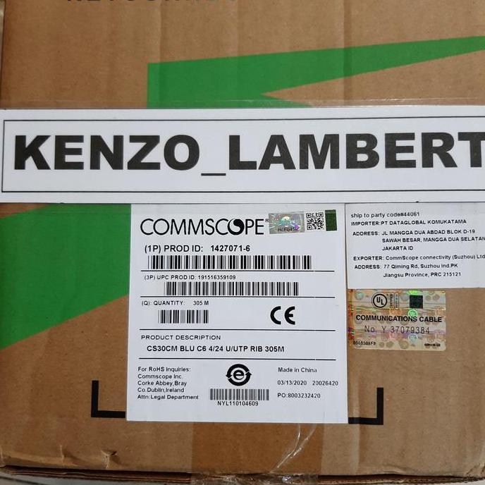 Wizard- Kabel Lan Utp Cat 6 Commscope 100Meter / Commscope Cat 6 / Commscope