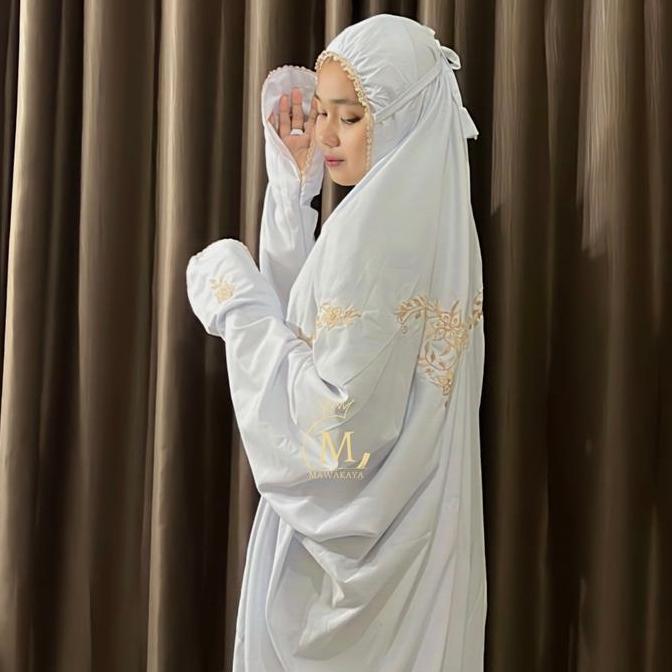 Mukena Terusan Bordir Manual II Mukena Terusan Katun Jumbo Panjang Muslim Dewasa