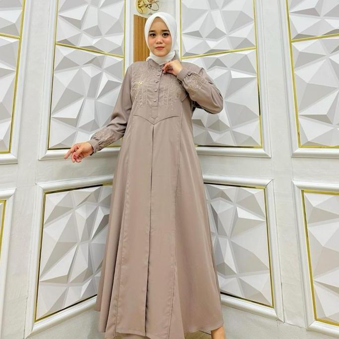 NEW ARRIVALGAMIS JASMINE(STANDAR) MIX BORDIR BY MISSRERESTORE Gamis Muslim Wanita Dress
